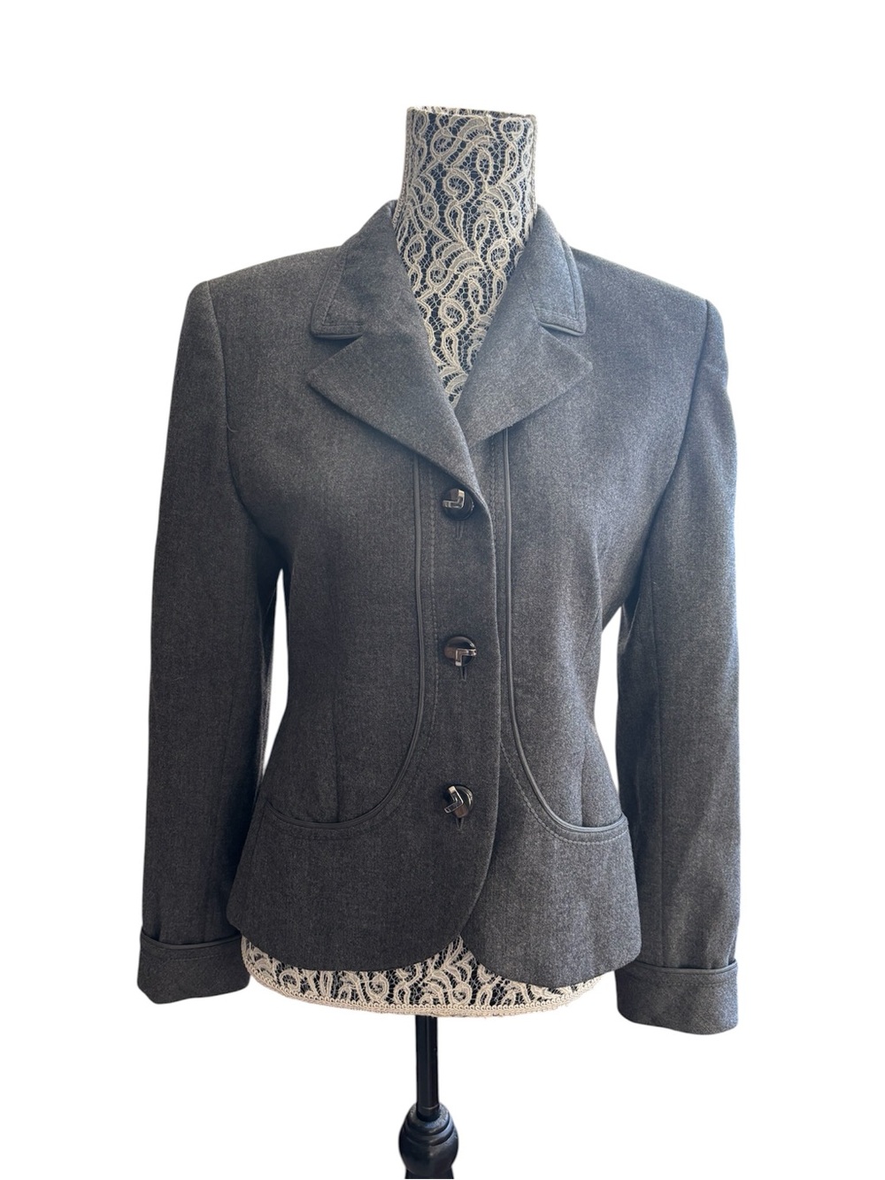 Vintage Valentino Gray Tailored Wool Blazer